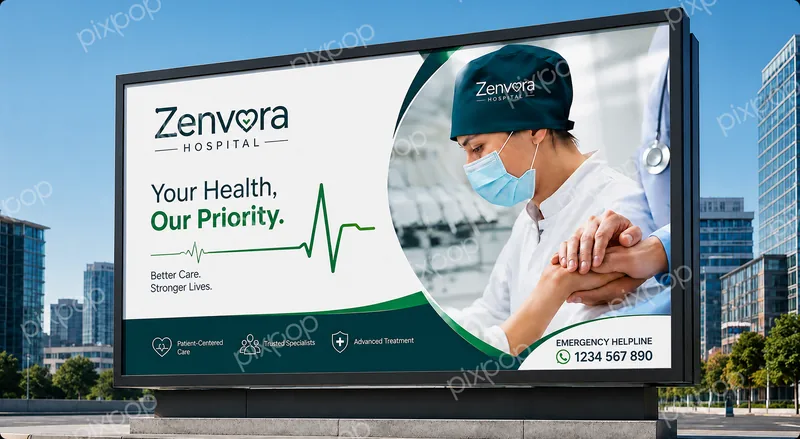 Zenvora Hospital calming teal healthcare branding