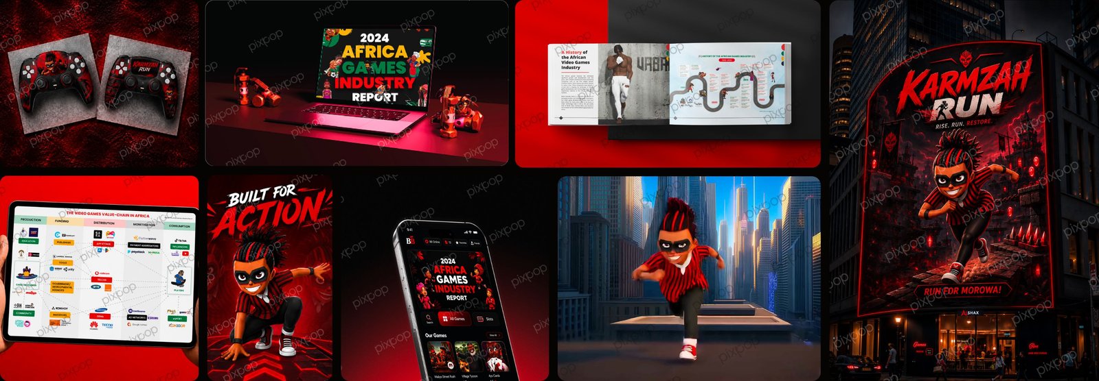 Africa Games Industry Report branding case study collage by Pixpop Studio