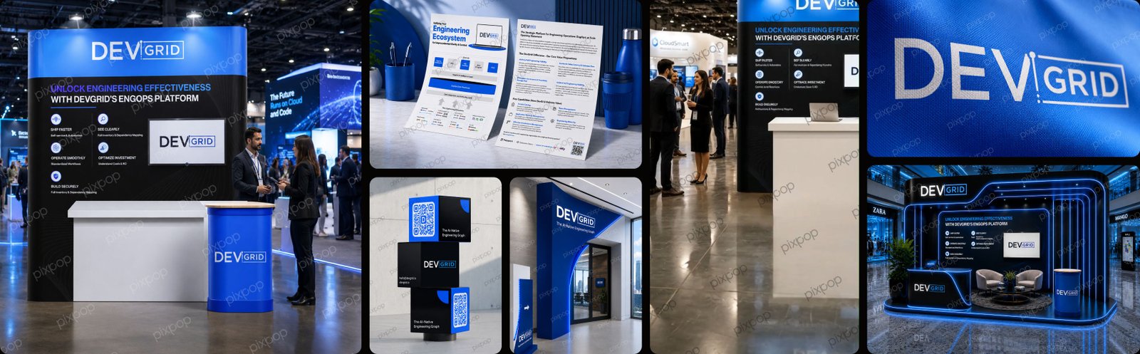 DEVGRID branding case study collage by Pixpop Studio