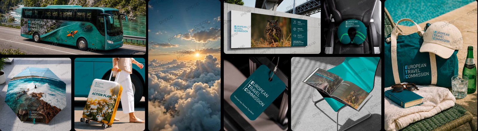 European Travel Commission branding case study collage by Pixpop Studio