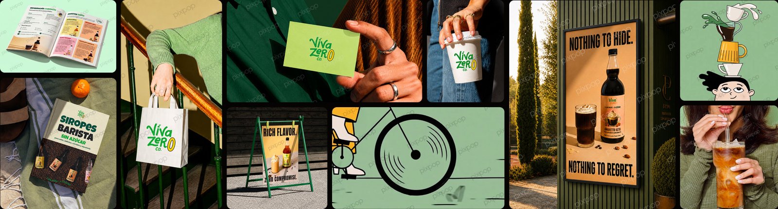 Viva Zero Co. branding case study collage by Pixpop Studio