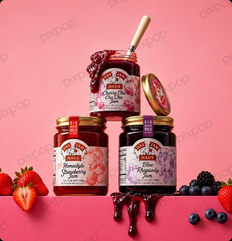 Das Jam Haus strawberry and chia artisan jam jar labels