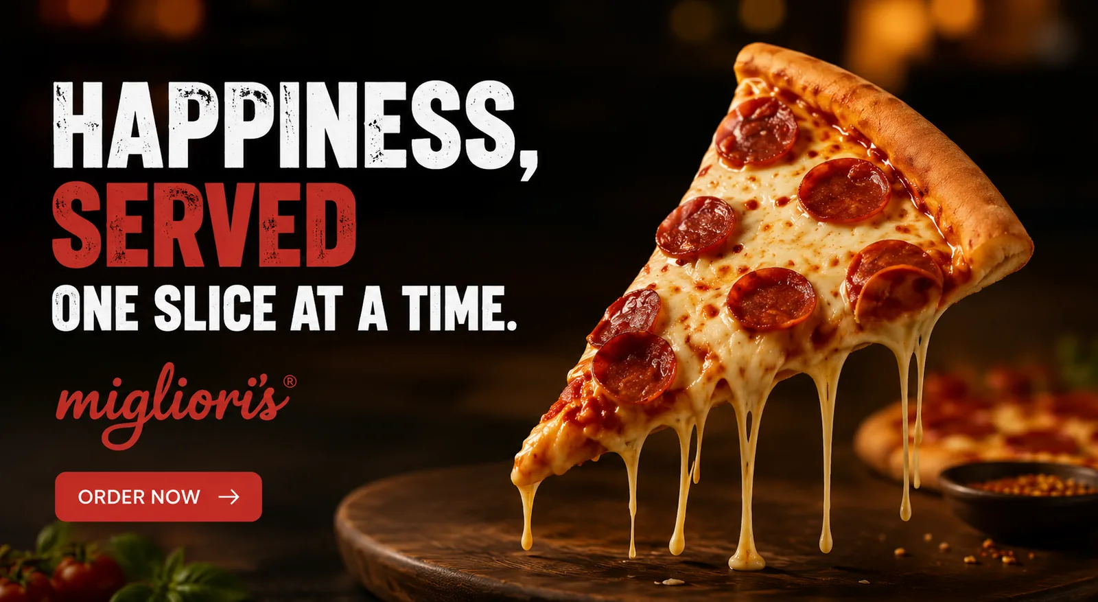 Migliori's Pizza mascot restaurant branding