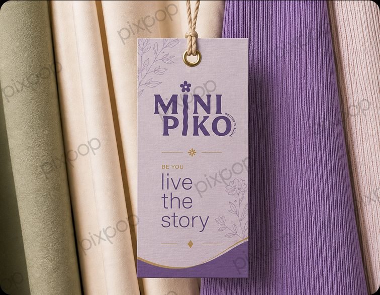 Mini Piko Live The Story clothing hangtag design