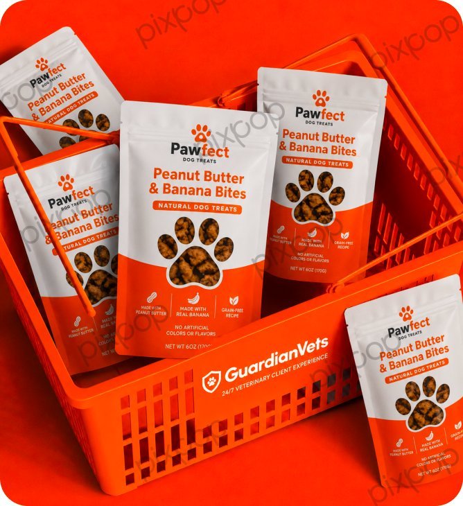 Basket of Pawfect dog treat pouches